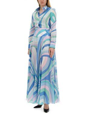 Pucci Iride-Print Cotton Long Skirt